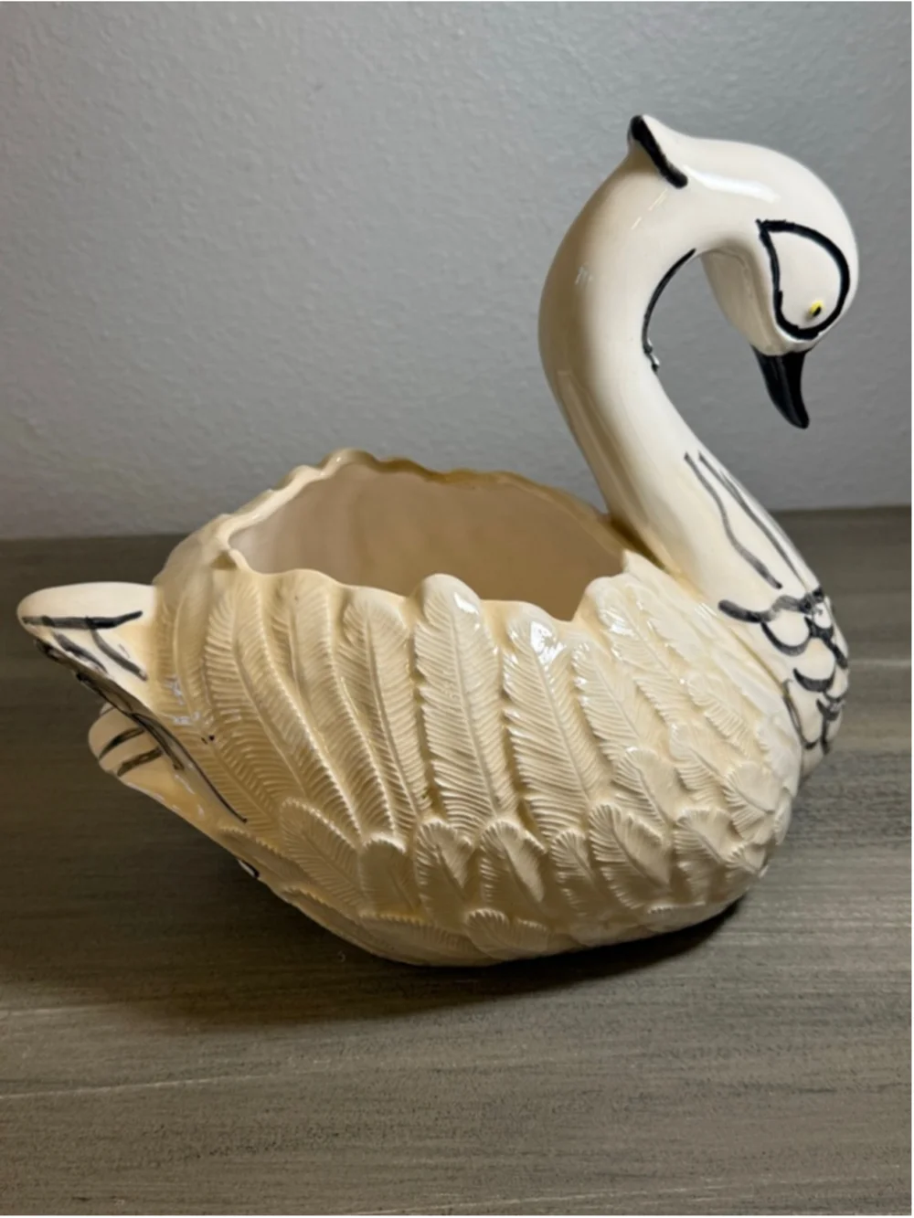 vintage ceramic swan planter trinket bowl